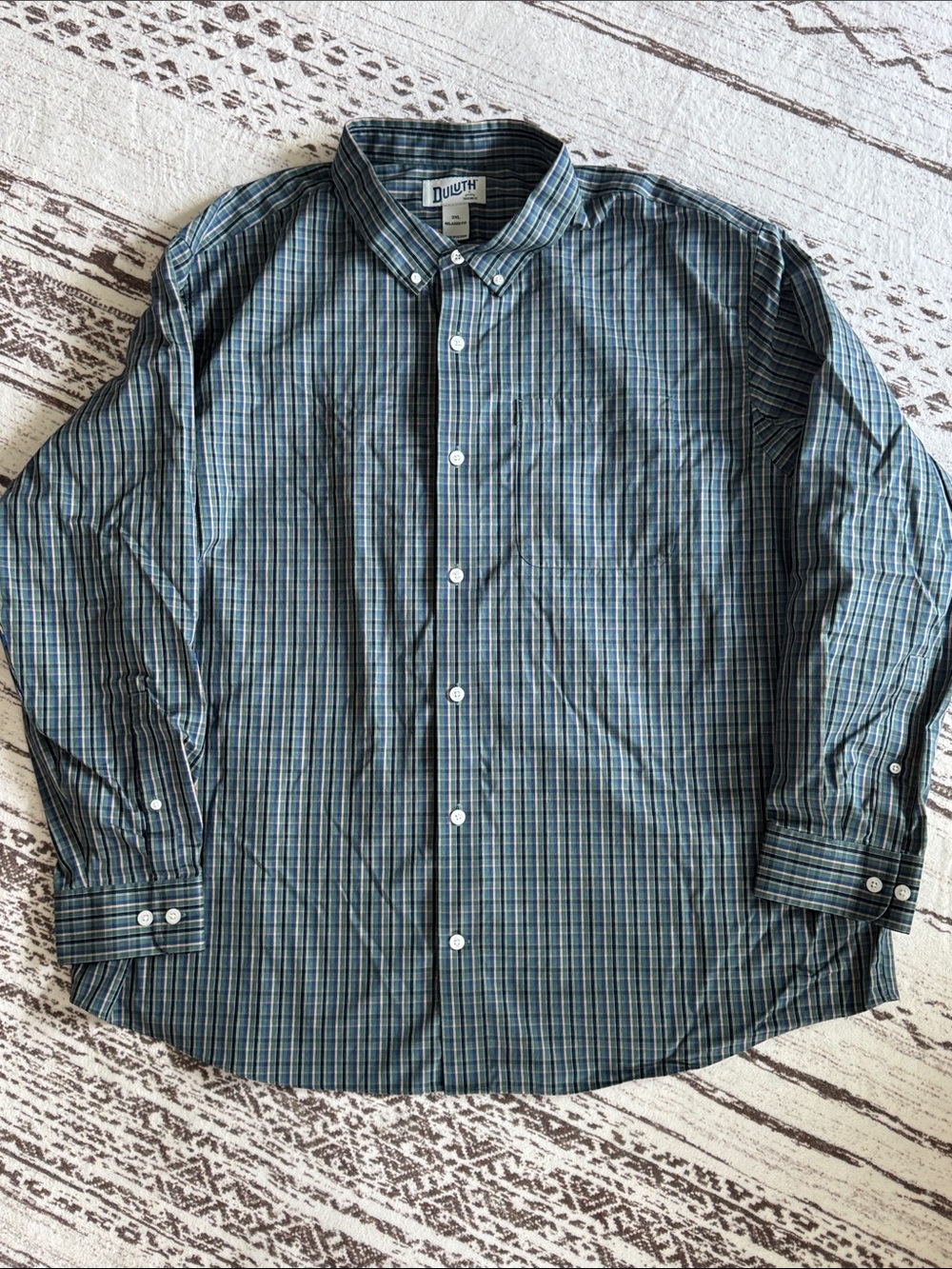 Duluth Trading Co Men's Plaid Button-Down Shirt - Blue & Green